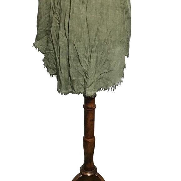 Umgee Green Button-Up Frayed Hem High Low Women's Top MED - Picture 5 of 8